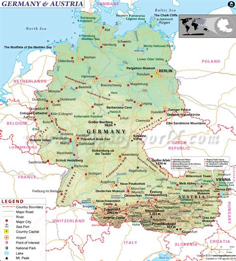 Map of Germany and Austria