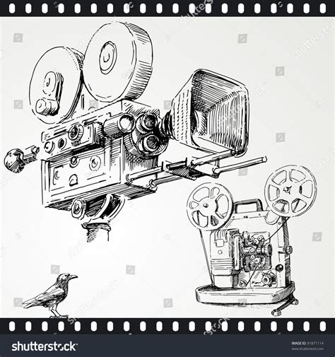 Movie Camera - Hand Drawn Set Stock Vector Illustration 91871114 ...