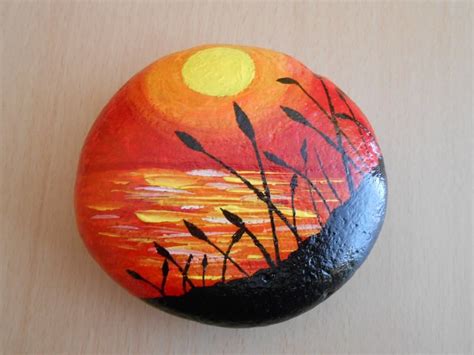 #Stone_painting #pebble #painted_rock #Sunset | Rock painting designs, Stone art, Rock painting art