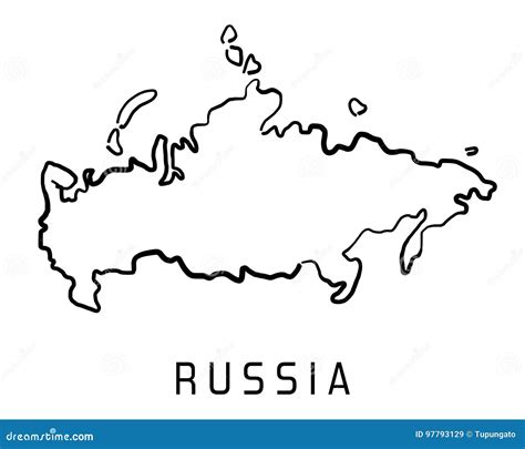 Russia map outline stock illustration. Illustration of drawing - 97793129