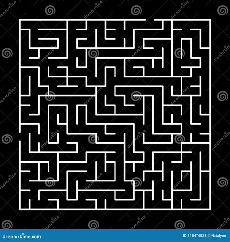 Black and White Simple Maze Puzzle, Vector Stock Vector - Illustration ...