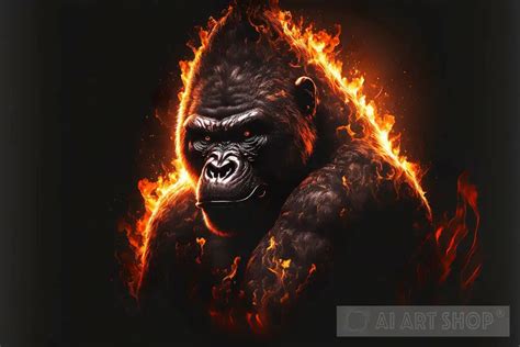 Burning , fire animal gorilla