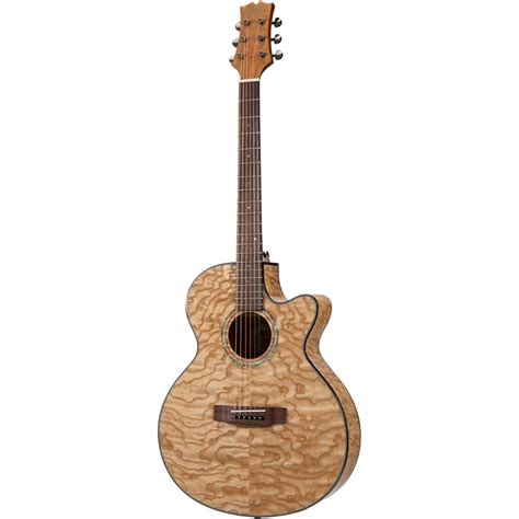 Mitchell MX430QAB Exotic Acoustic Electric Guitar Quilted Ash Burl ...