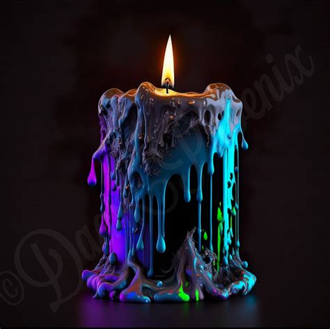 Gothic Neon Melted Candle 1 - Etsy