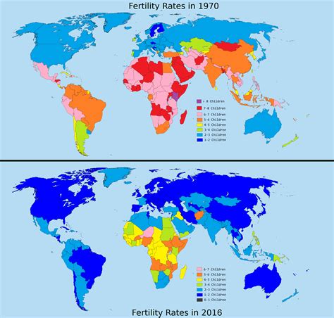 Fertility Rates in the World (1970 - 2016)