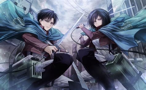 Levi and mikasa look over the shoulder - porsummit