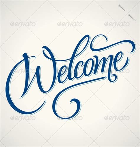 'Welcome' Hand Lettering (vector) | Hand drawn lettering, Calligraphy ...