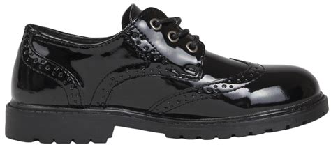 Girls Lace Up Brogues Black School Shoes Patent Womens Formal Work Loafers Size | eBay