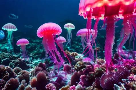 Small Jellyfish colony, colourful great barrier reef...