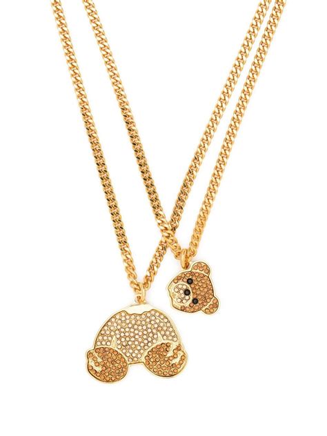 Palm Angels crystal-embellished Bear Pendant Necklace - Farfetch