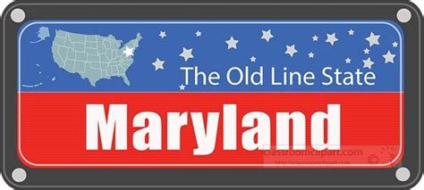 Maryland State Clipart - maryland state license plate with nickname clipart