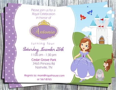 Princess Sofia The First Birthday Party Printable Invitation