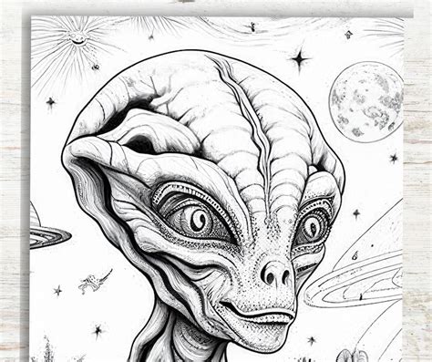 10 Realistic Alien Coloring Pages for Adults A4 Printable PDF Stress ...