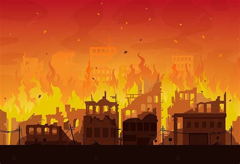 City In Fire Destroyed Burn Background, Catastrophe, Destruction, Houses Background Image And ...