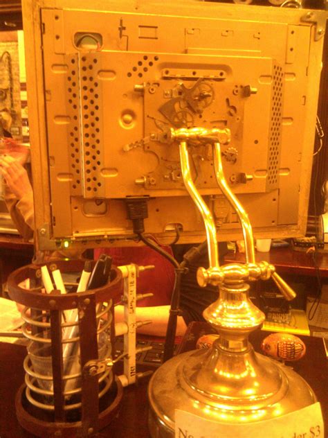 Steampunk computer monitor, seen at an Austin candy shop.