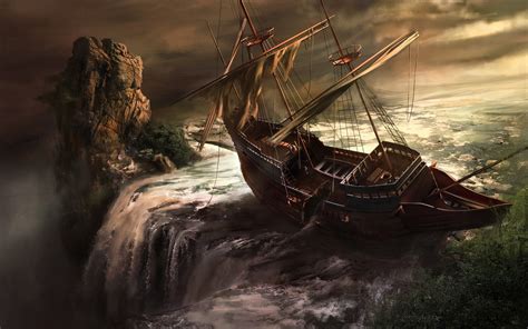 fantasy, Ship, Boat, Art, Artwork, Ocean, Sea Wallpapers HD / Desktop ...