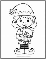 Girl Elf Christmas Coloring Page  Print It Free sketch template