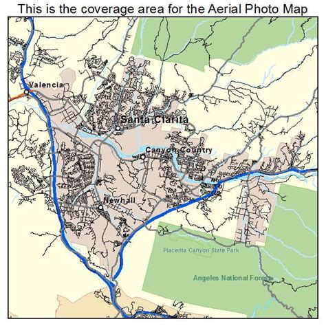 Aerial Photography Map of Santa Clarita, CA California