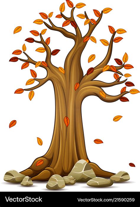 Autumn tree with falling leaves Royalty Free Vector Image