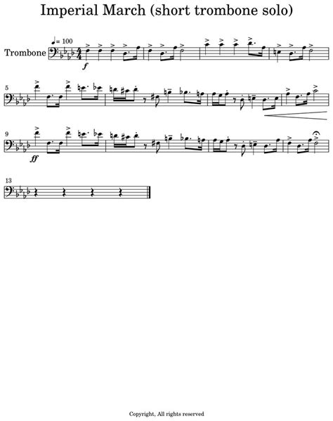 Imperial March (short trombone solo) - Sheet music for Trombone in 2021 ...