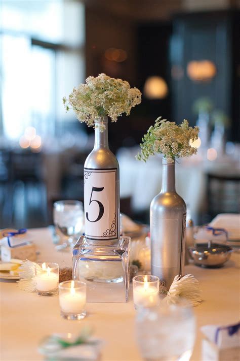 Silver Wine Bottle Centerpieces