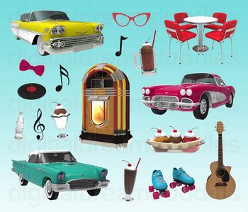 50s Diner Clip Art - Retro Diner Digital Graphics by DigitalDreamDoodles