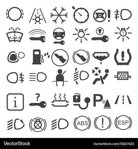 Car dashboard icons Royalty Free Vector Image - VectorStock