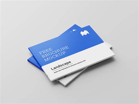 Free perfect binding landscape brochure mockup - Mockups Design