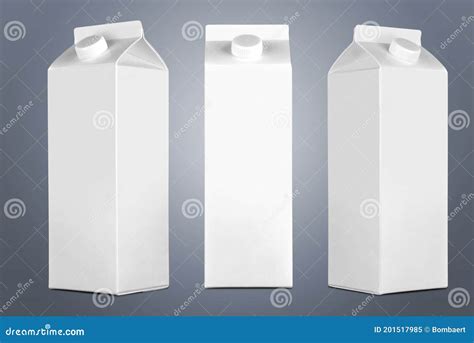 Three Kind of View on a Blank Liquid Brick Packaging. Stock Image - Image of beverage, front ...