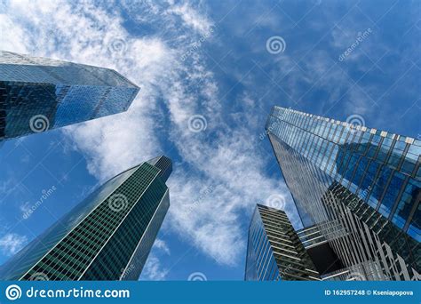 Modern Tall Office Buildings. Skyscrapers in the Business District of Moscow City. Business ...