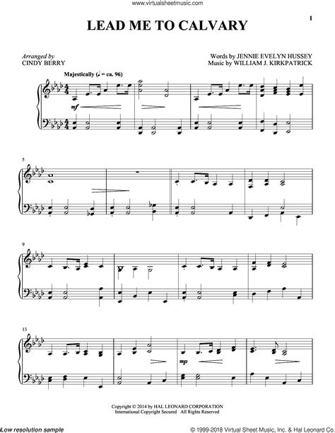 Kirkpatrick - Lead Me To Calvary sheet music for piano solo [PDF]