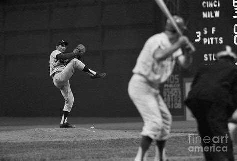 Sandy Koufax Pitching During Baseball by Bettmann