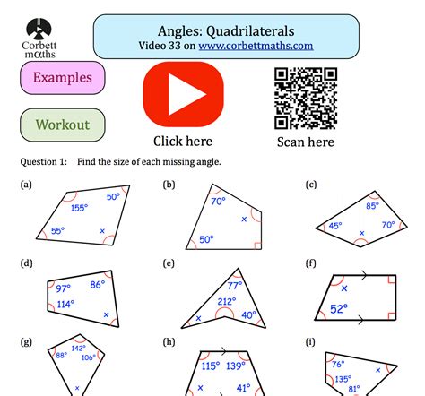 Missing Angles In Quadrilaterals Worksheet : Angles In A Triangle Worksheet Ks3 Ks4 Maths Beyond ...