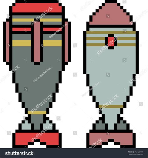 Vektor Stok Vector Pixel Art Nuke Missile Isolated (Tanpa Royalti ...