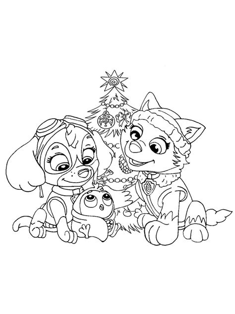 Paw Patrol Christmas coloring page - Free printable