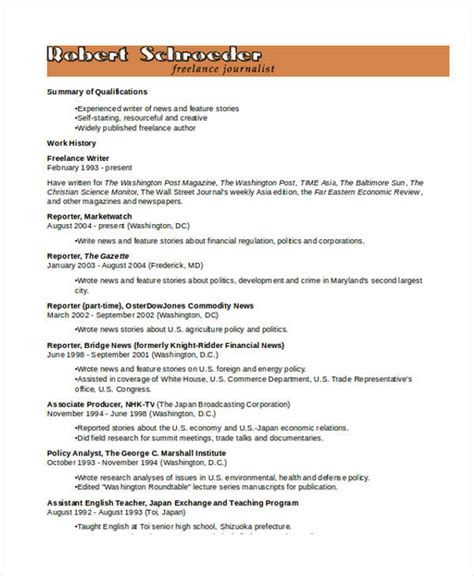 10+ Journalist Resume Templates - PDF, DOC