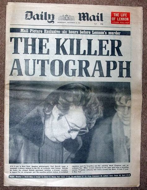 John Lennon Killed by Autograph Seeker | Newspaper headlines ...