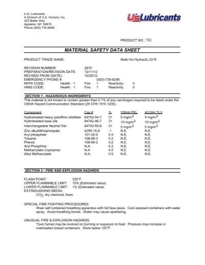 MSDS - US Lubricants