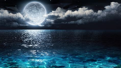 Cloud, Moon, Night, Ocean, Sea 4k, HD Wallpaper | Rare Gallery