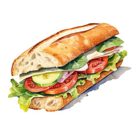 Premium AI Image | There is a watercolor painting of a sandwich with ...