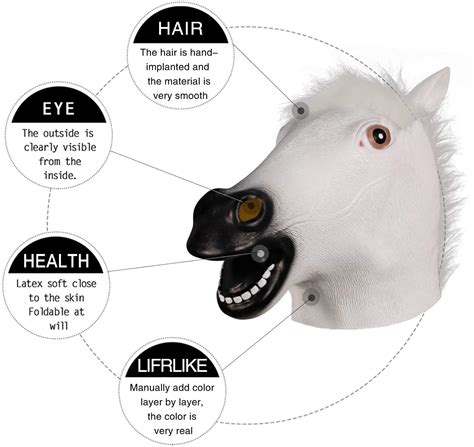 molezu Horse Head Mask, Creepy Horse Mask, Latex Animal Head Mask ...