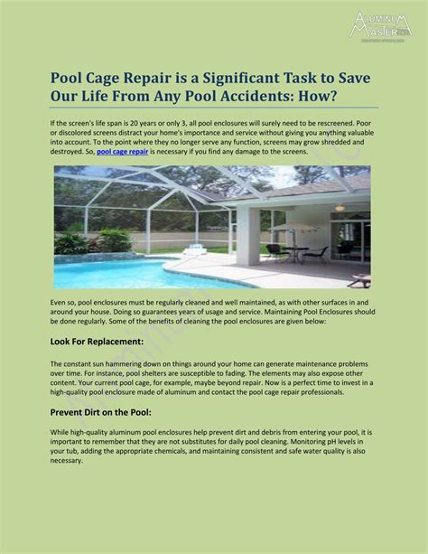 PPT - Pool Cage Repair is a Significant Task to Save Our Life From Any ...