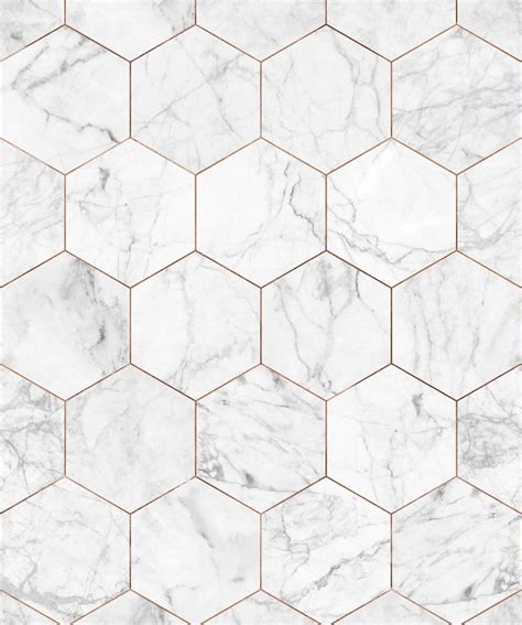 Marble & Copper Tiles Wallpaper • Crisp Marble Tiles • Milton & King