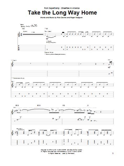 Take The Long Way Home by Supertramp Sheet Music for Guitar Tab at Sheet Music Direct