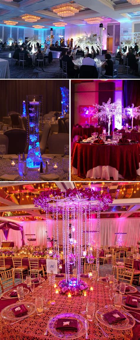 the inside of a banquet hall with tables and chairs set up for a formal function