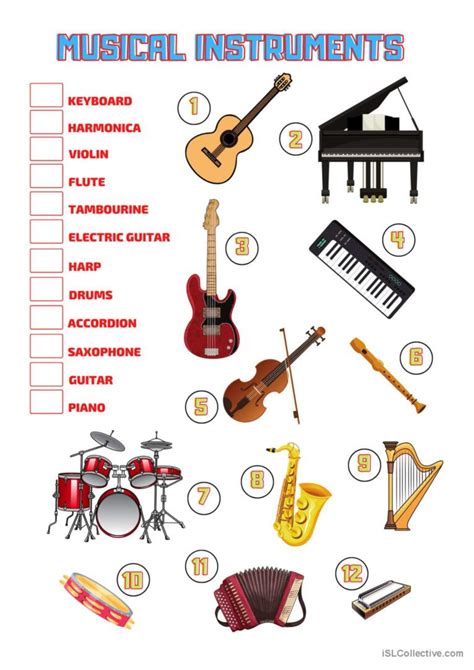 Musical Instruments English Worksheet For Kids Esl Pr - vrogue.co