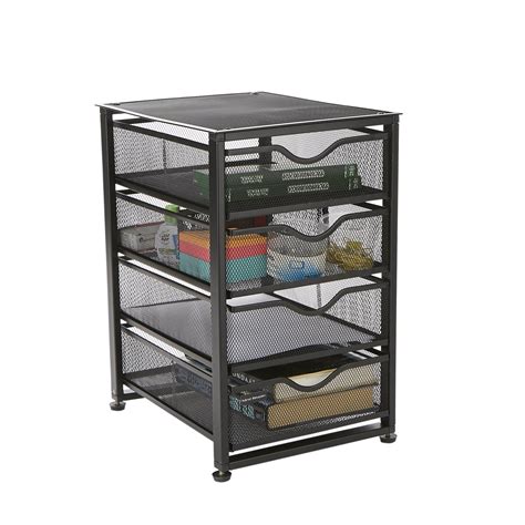 Mind Reader 4-Tiered Drawers Cabinet, Rolling Mesh Office Cart, Multi ...