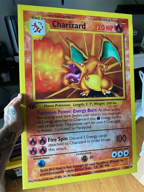 Jumbo Pokémon Charizard Card | Etsy