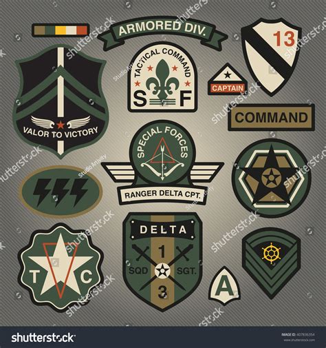 Set Of Military And Army Patches And Badges 3 Stock Vector 407836354 ...