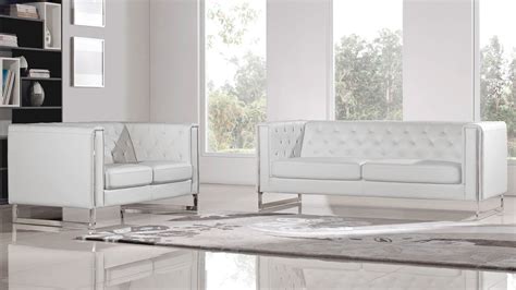 Easton Sofa and Loveseat Set - White